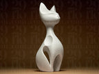 Abstrakte Katzenfigur – „Elegant Cat #2“ | Moderne Dekofigur im minimalistischen Stil | Weiße Skulptur aus 3D-Druck Fehn-factory.de