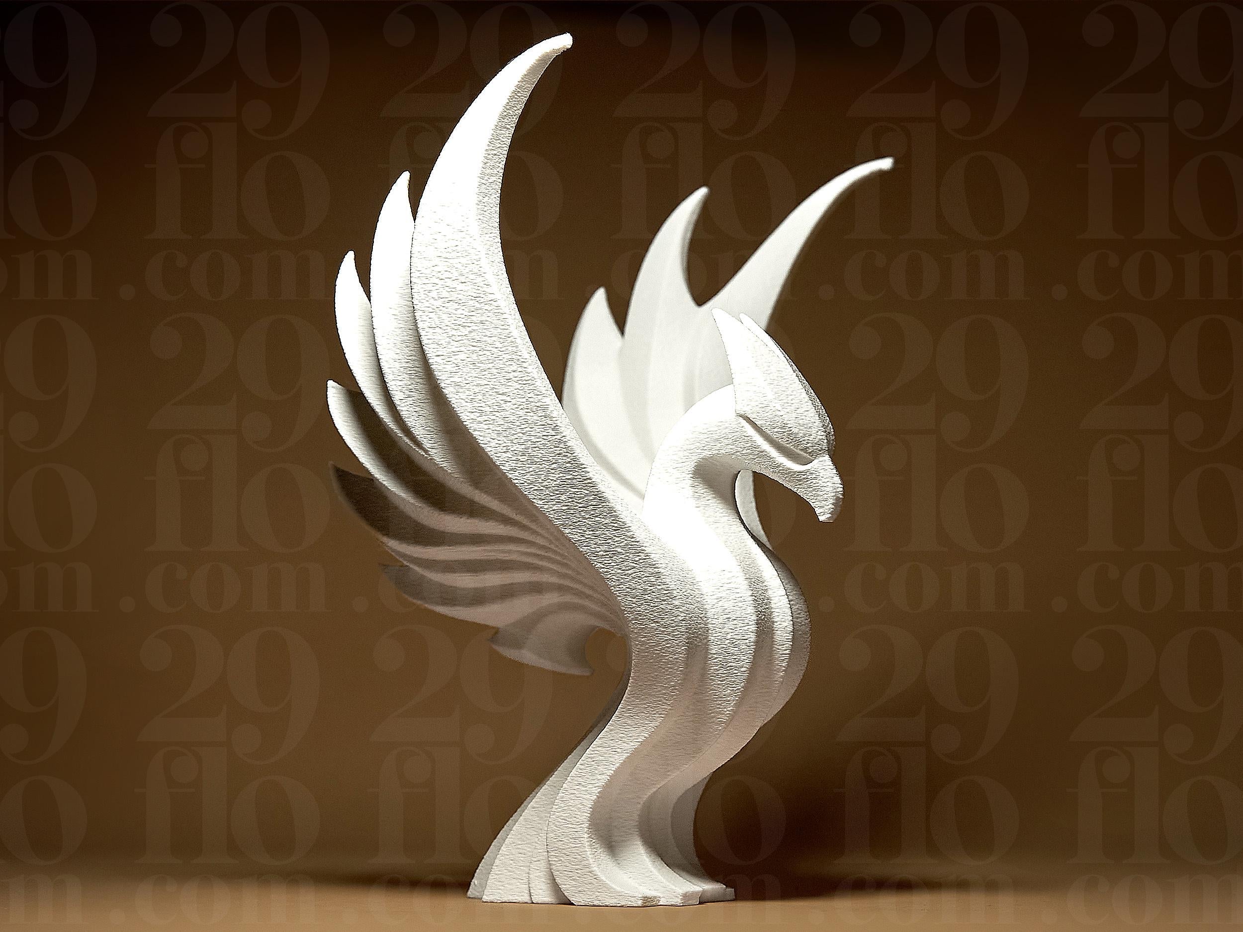 Elegante Phönix Skulptur – Abstrakte Dekofigur mit Flügeln | Moderne Phoenix Statue aus 3D-Druck | Symbol für Neuanfang & Stärke Fehn-factory.de