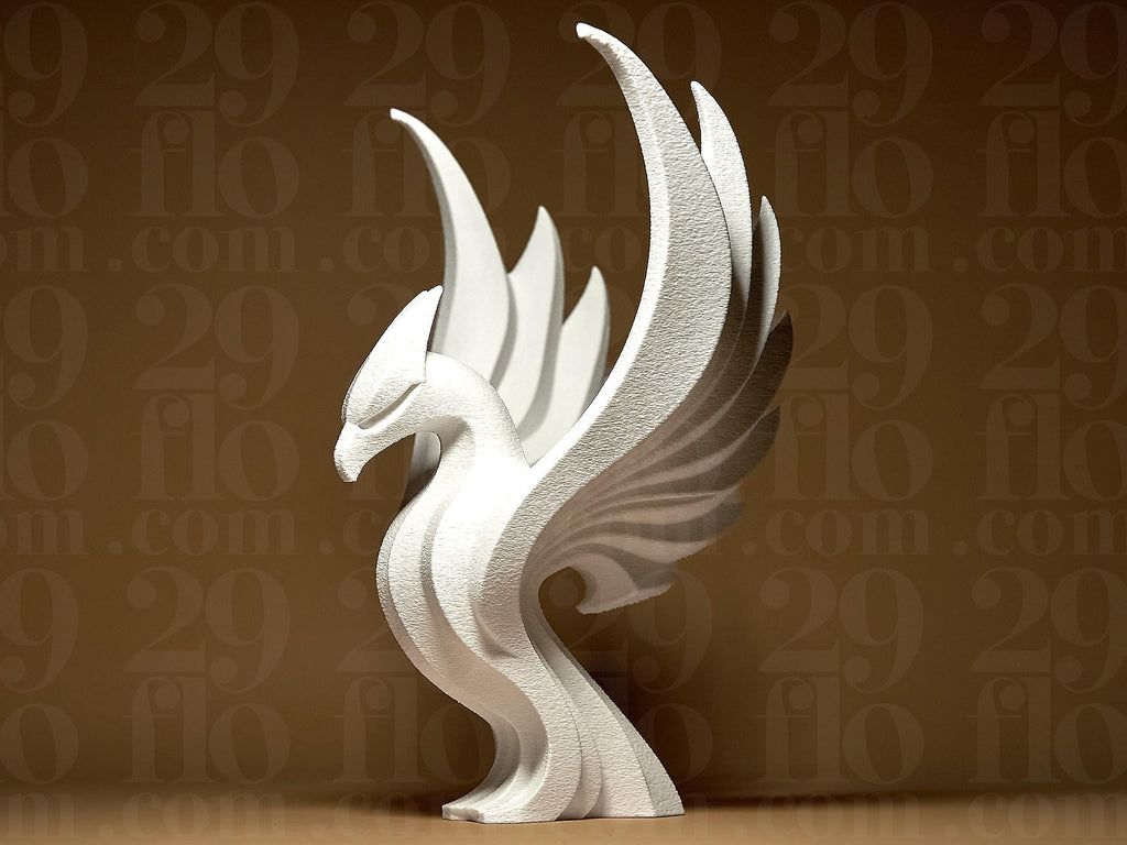 Elegante Phönix Skulptur – Abstrakte Dekofigur mit Flügeln | Moderne Phoenix Statue aus 3D-Druck | Symbol für Neuanfang & Stärke Fehn-factory.de