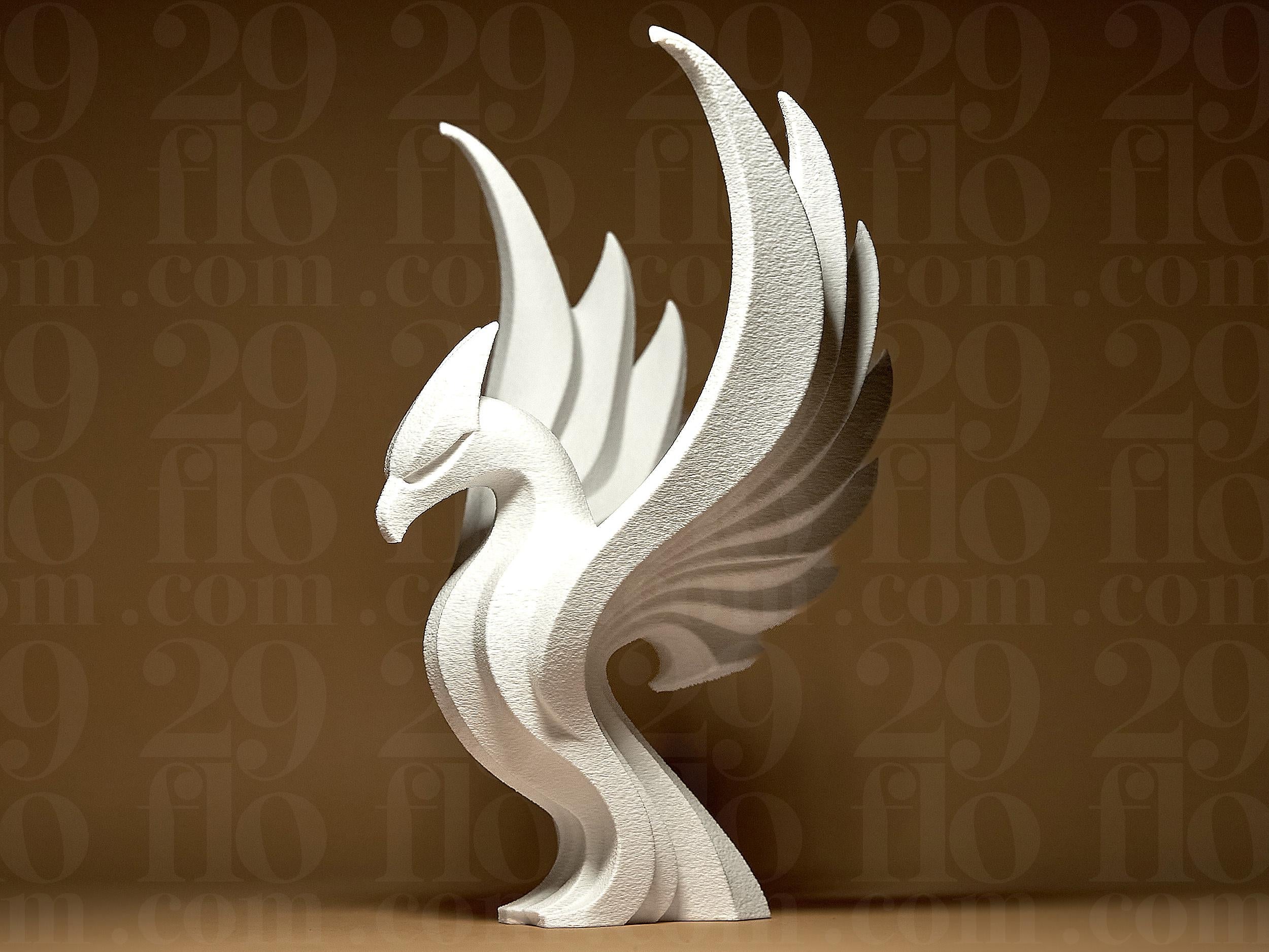 Elegante Phönix Skulptur – Abstrakte Dekofigur mit Flügeln | Moderne Phoenix Statue aus 3D-Druck | Symbol für Neuanfang & Stärke Fehn-factory.de
