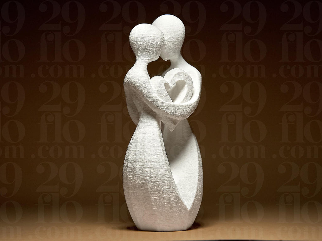 Romantisches Paar – Abstrakte Liebesfigur mit Herz | Moderne Dekofigur | Symbol für Liebe & Verbundenheit | 3D-Druck Skulptur Fehn-factory.de