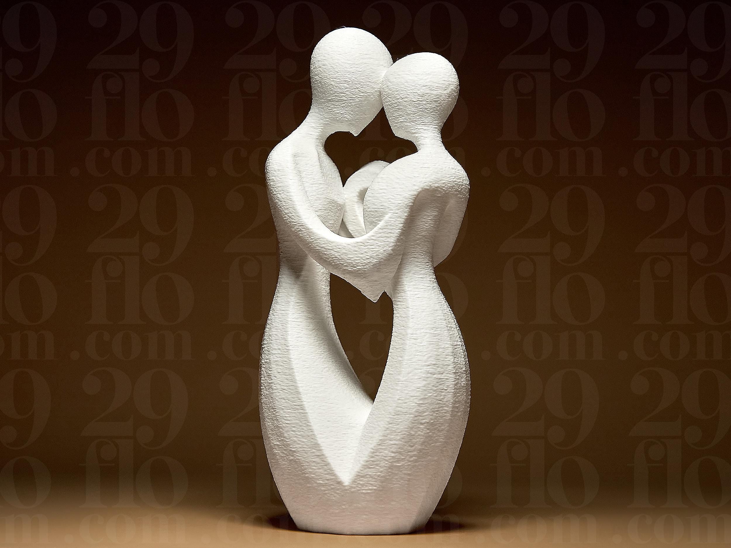 Romantisches Paar – Abstrakte Liebesfigur mit Herz | Moderne Dekofigur | Symbol für Liebe & Verbundenheit | 3D-Druck Skulptur Fehn-factory.de