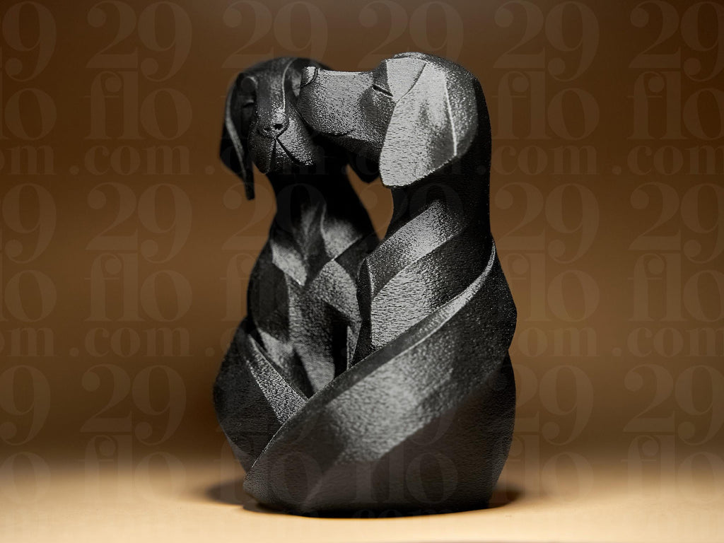 Zwei Labradore in Liebe – Abstrakte Hunde Skulptur | Romantische Tierfigur | Symbol für Treue & Zuneigung | Moderne 3D-Dekofigur Fehn-factory.de