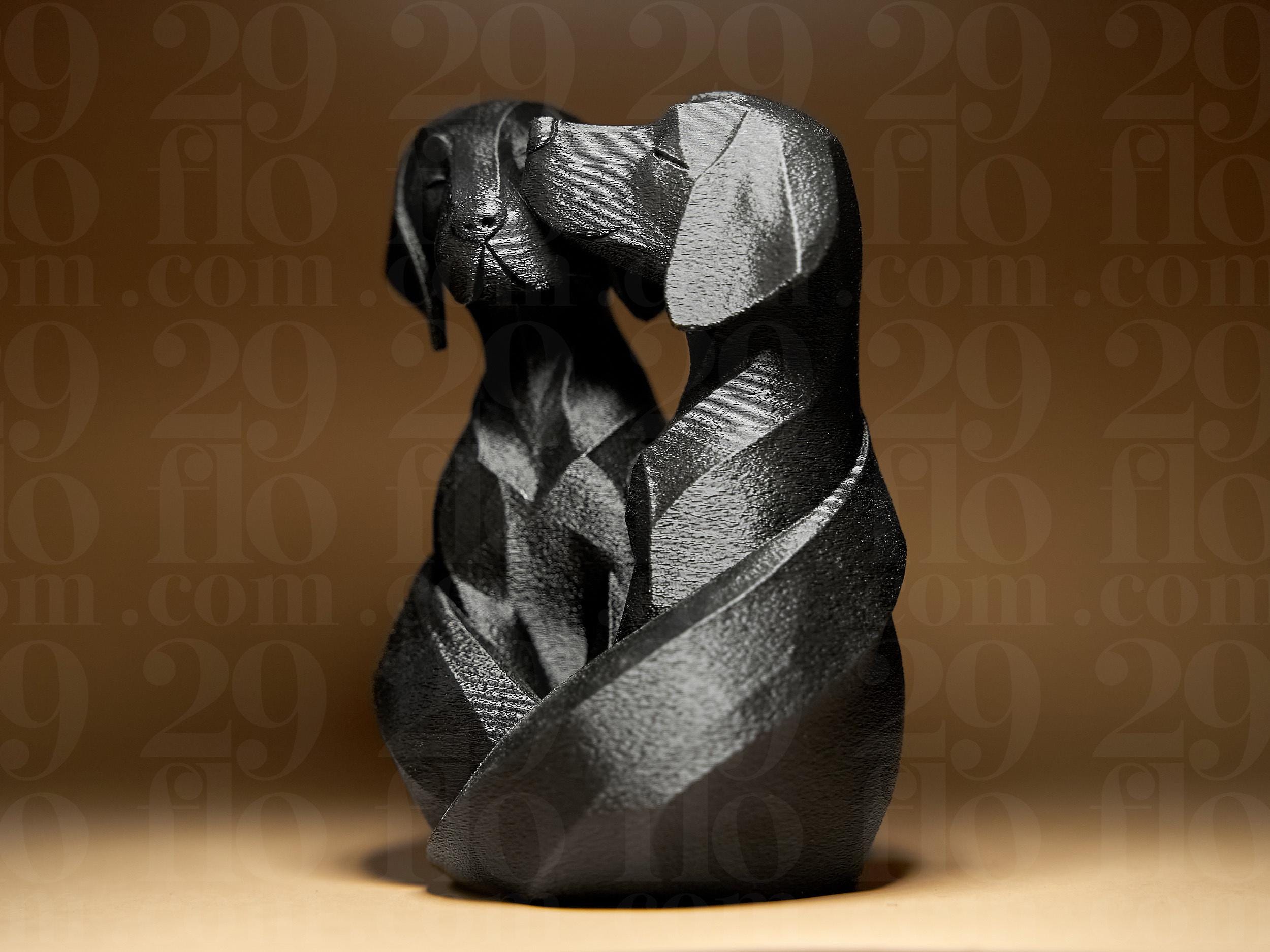 Zwei Labradore in Liebe – Abstrakte Hunde Skulptur | Romantische Tierfigur | Symbol für Treue & Zuneigung | Moderne 3D-Dekofigur Fehn-factory.de