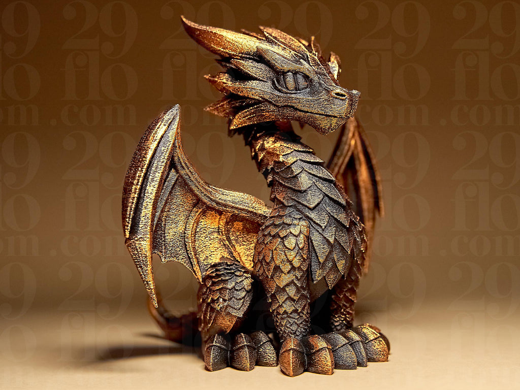 Drachen Skulptur – Detailreiche Fantasy-Figur | Handbemalte Drachenstatue in Schwarz oder Gold | 3D-Kunstwerk für Deko & Sammler Fehn-factory.de