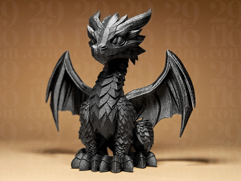 Drachen Skulptur – Detailreiche Fantasy-Figur | Handbemalte Drachenstatue in Schwarz oder Gold | 3D-Kunstwerk für Deko & Sammler Fehn-factory.de