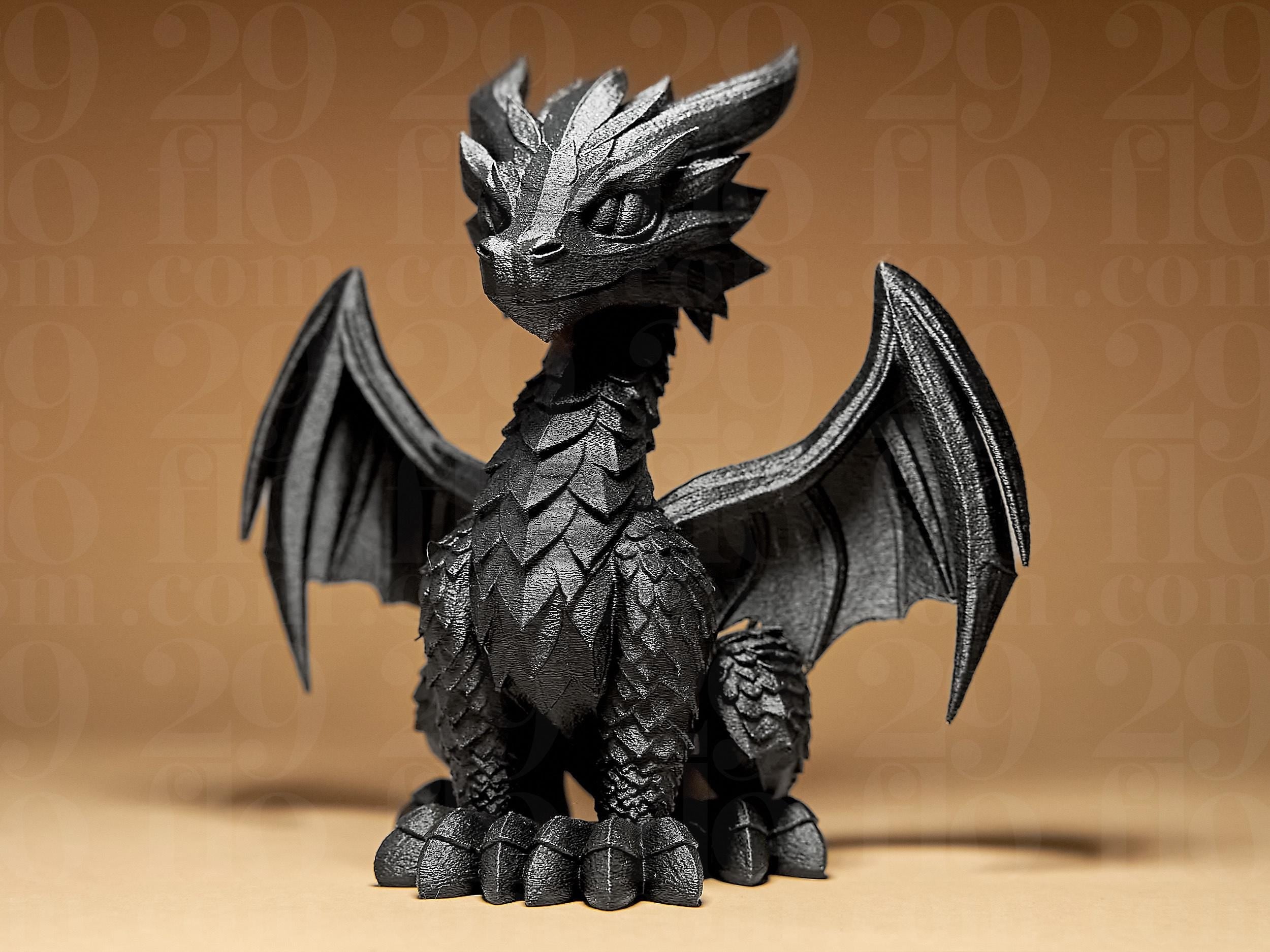 Drachen Skulptur – Detailreiche Fantasy-Figur | Handbemalte Drachenstatue in Schwarz oder Gold | 3D-Kunstwerk für Deko & Sammler Fehn-factory.de