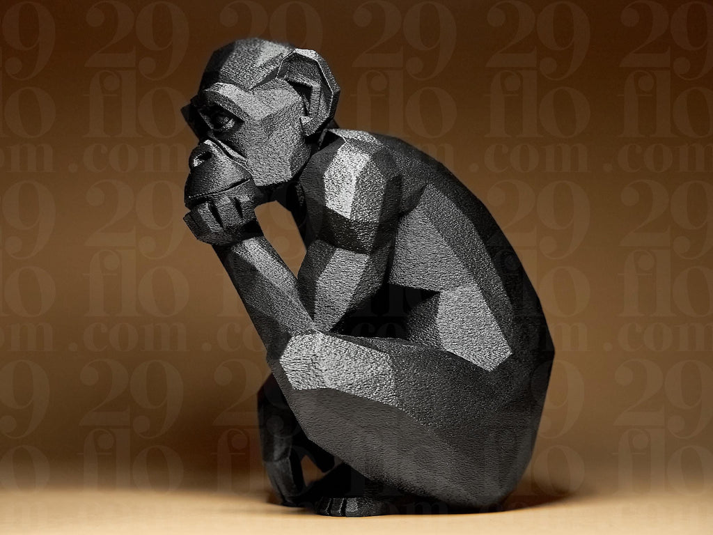 Geometric Monkey – Moderne Affen Skulptur | Abstrakte Tierfigur | Stilvolle 3D-Deko im polygonalen Design Fehn-factory.de