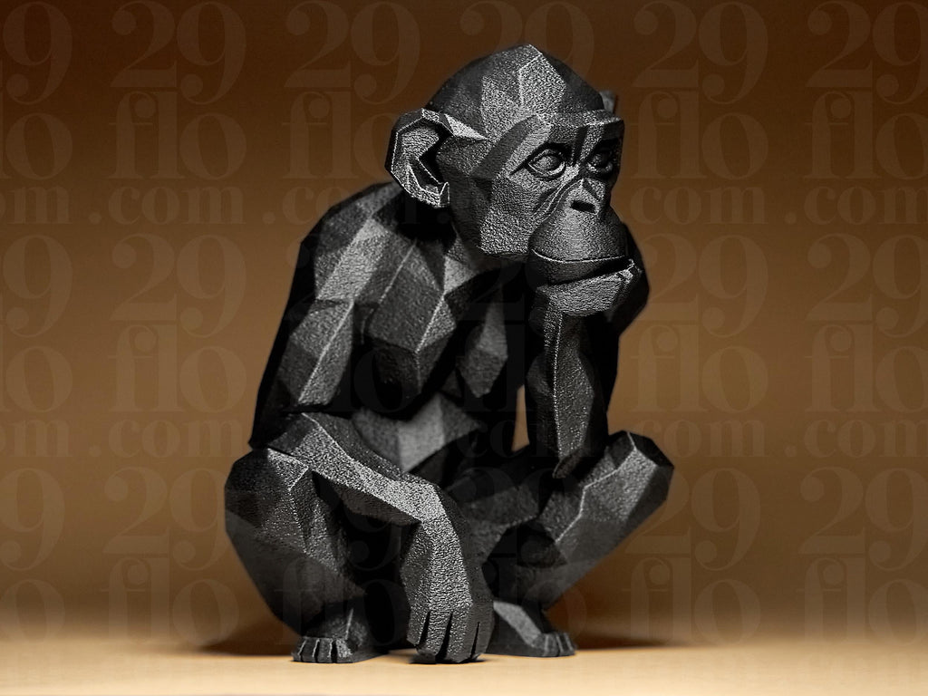 Geometric Monkey – Moderne Affen Skulptur | Abstrakte Tierfigur | Stilvolle 3D-Deko im polygonalen Design Fehn-factory.de