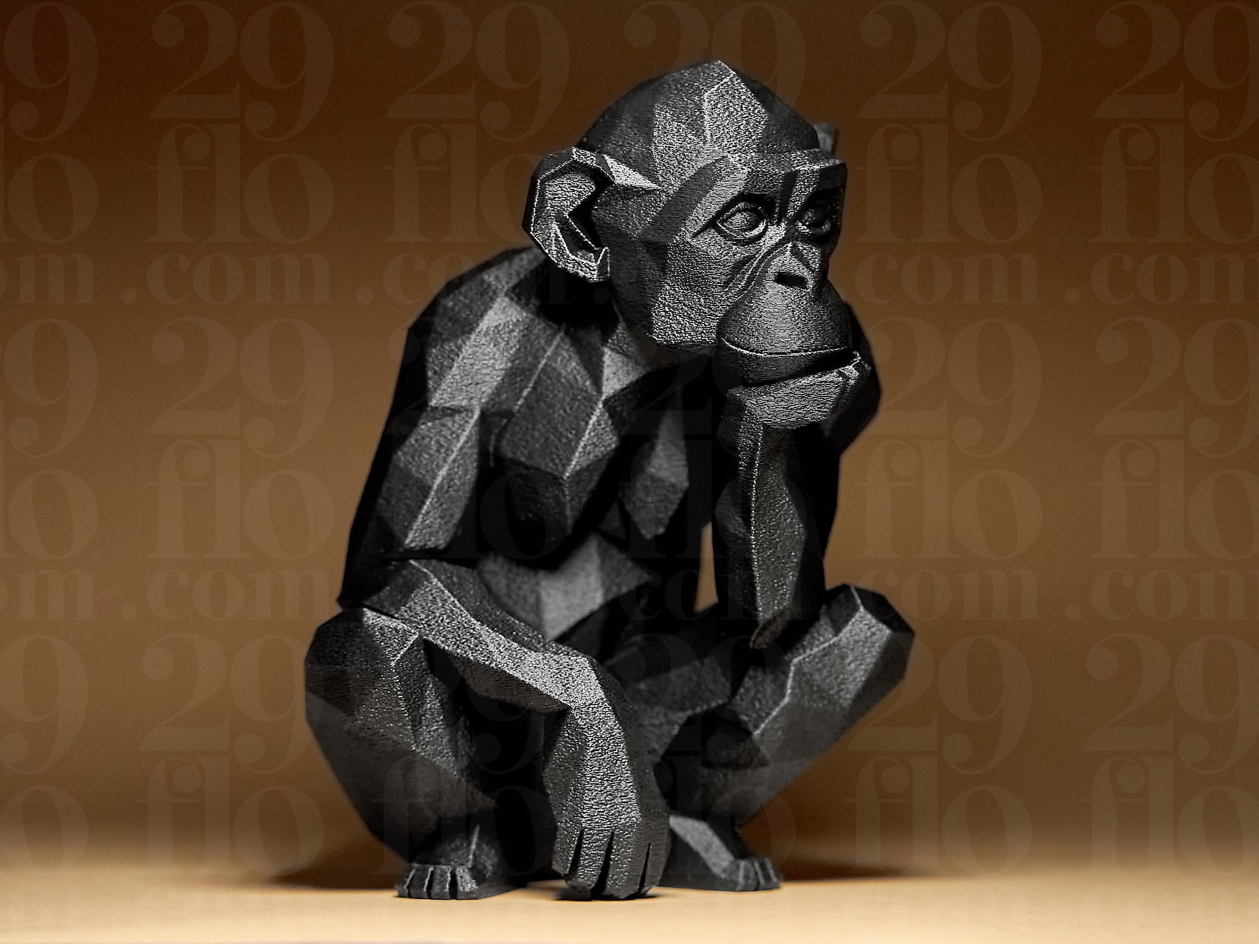 Geometric Monkey – Moderne Affen Skulptur | Abstrakte Tierfigur | Stilvolle 3D-Deko im polygonalen Design Fehn-factory.de