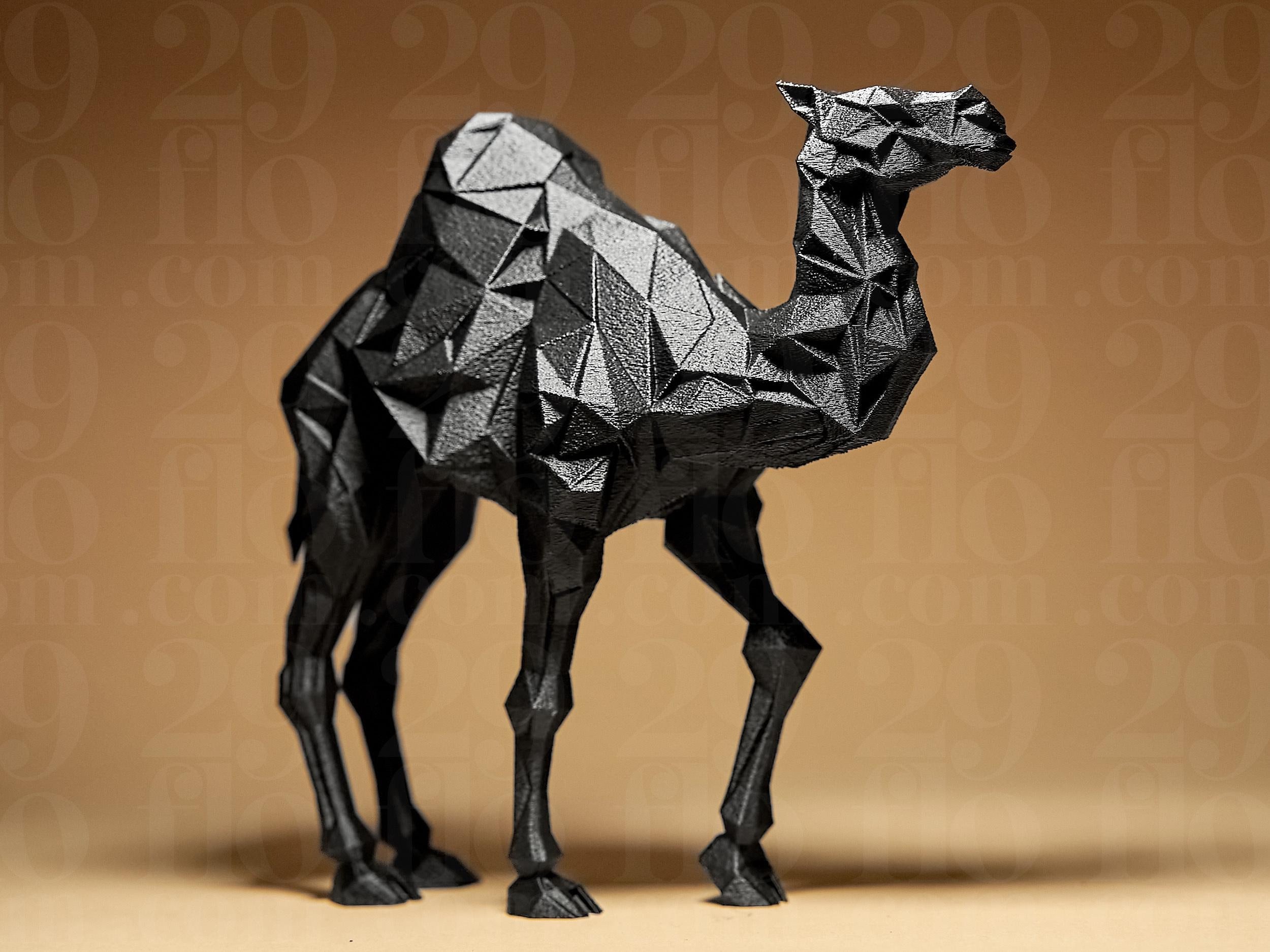 Geometric Camel Figure – Moderne Kamel Skulptur | Polygonal Design | 3D-gedruckte Wüstendeko | Stylisches Geschenk für Designliebhaber Fehn-factory.de