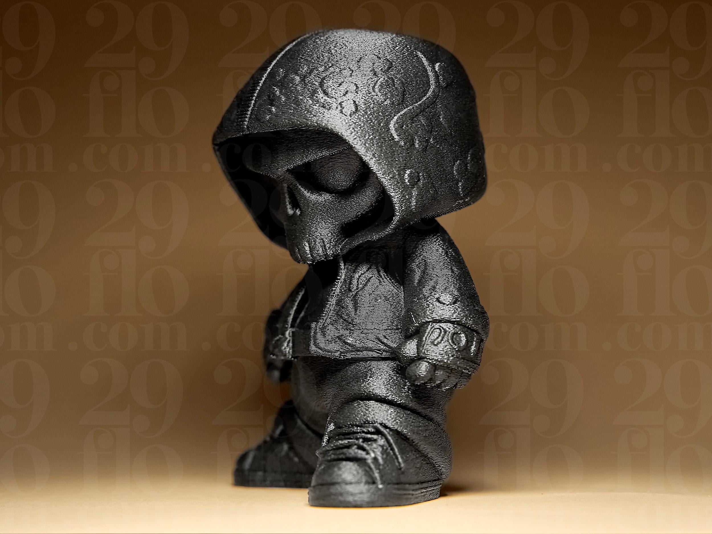 Skeleton Bros #3 – Hood Edition | Totenkopf-Figur mit Hoodie | 3D-gedruckte Urban-Art Skulptur | Handbemalt in Gold-Antik oder Schwarz Fehn-factory.de