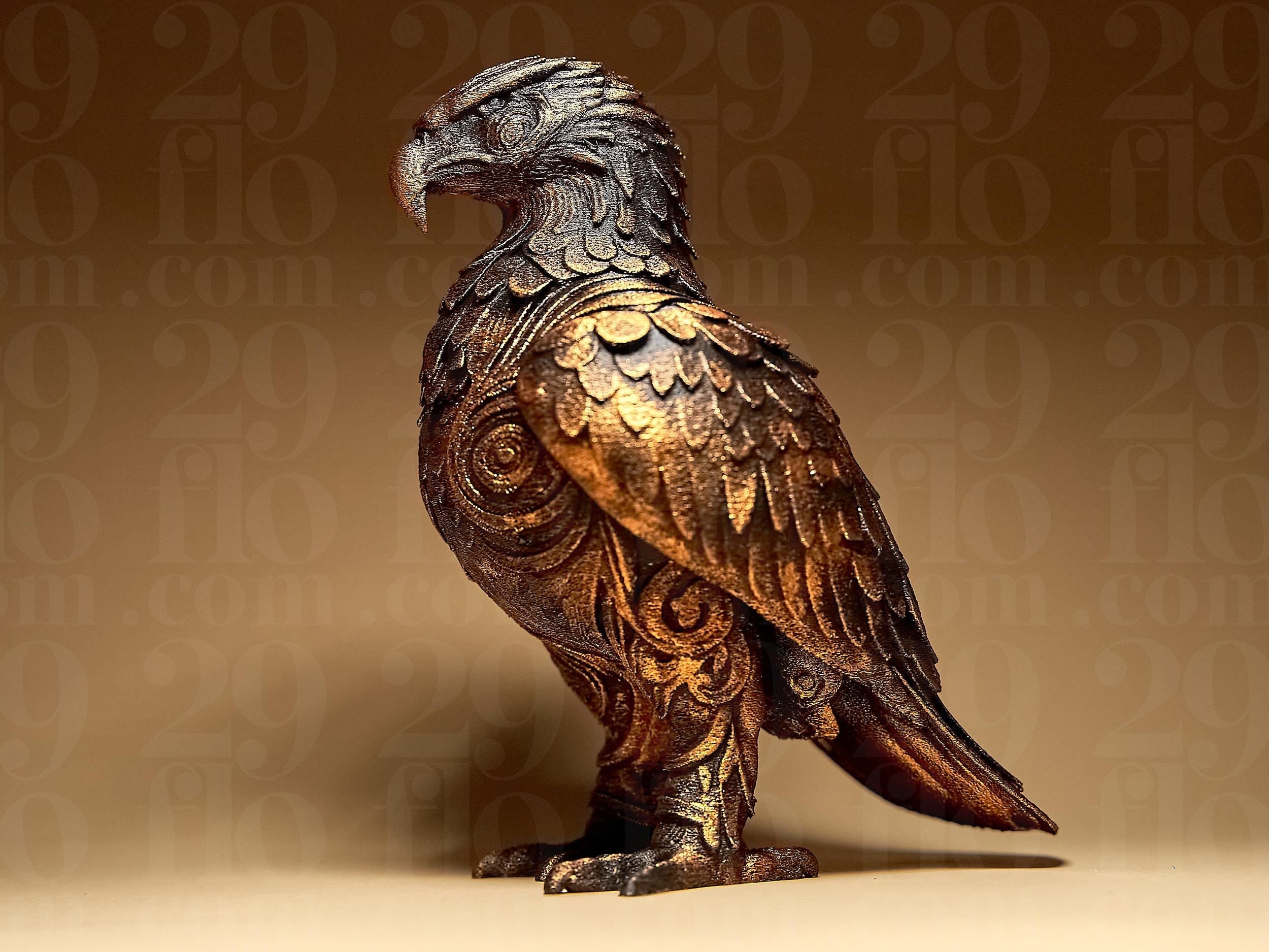 EAGLE Sculpture | 3D-gedruckte Design-Skulptur | Adler Figur in Schwarz oder handbemalt in Gold | Majestätische Deko | Designers Edition Fehn-factory.de