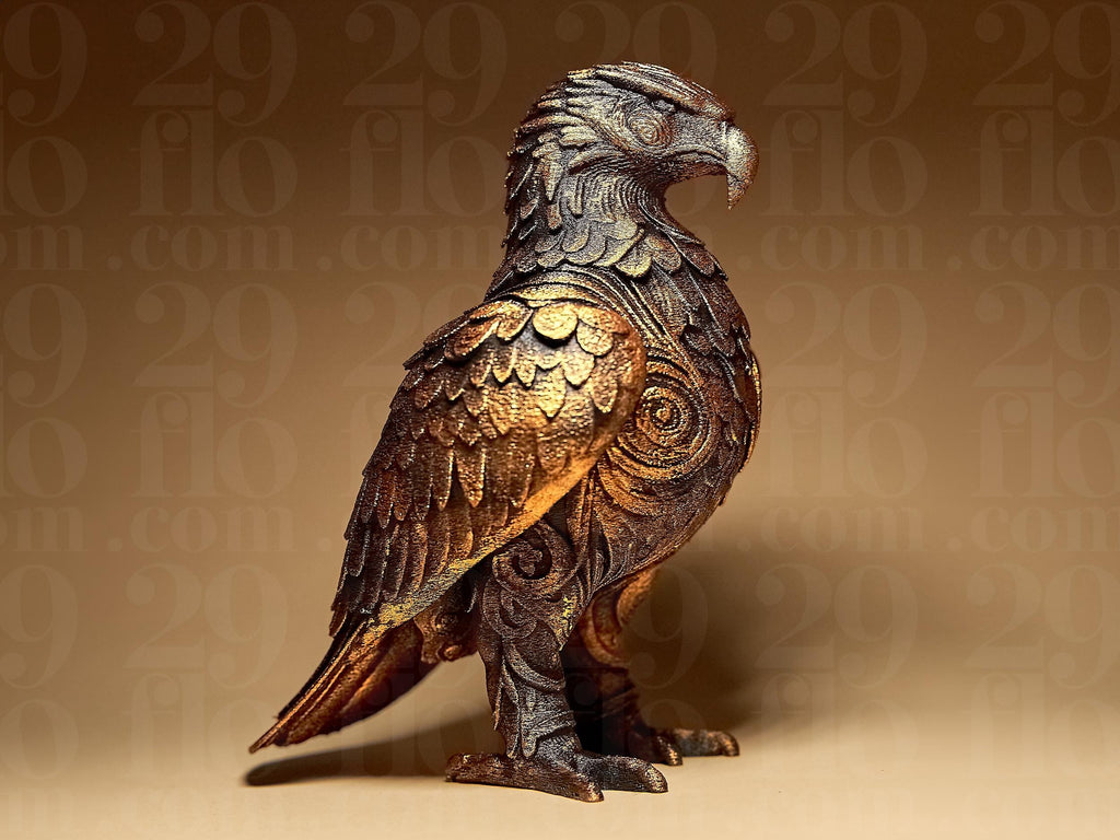 EAGLE Sculpture | 3D-gedruckte Design-Skulptur | Adler Figur in Schwarz oder handbemalt in Gold | Majestätische Deko | Designers Edition Fehn-factory.de