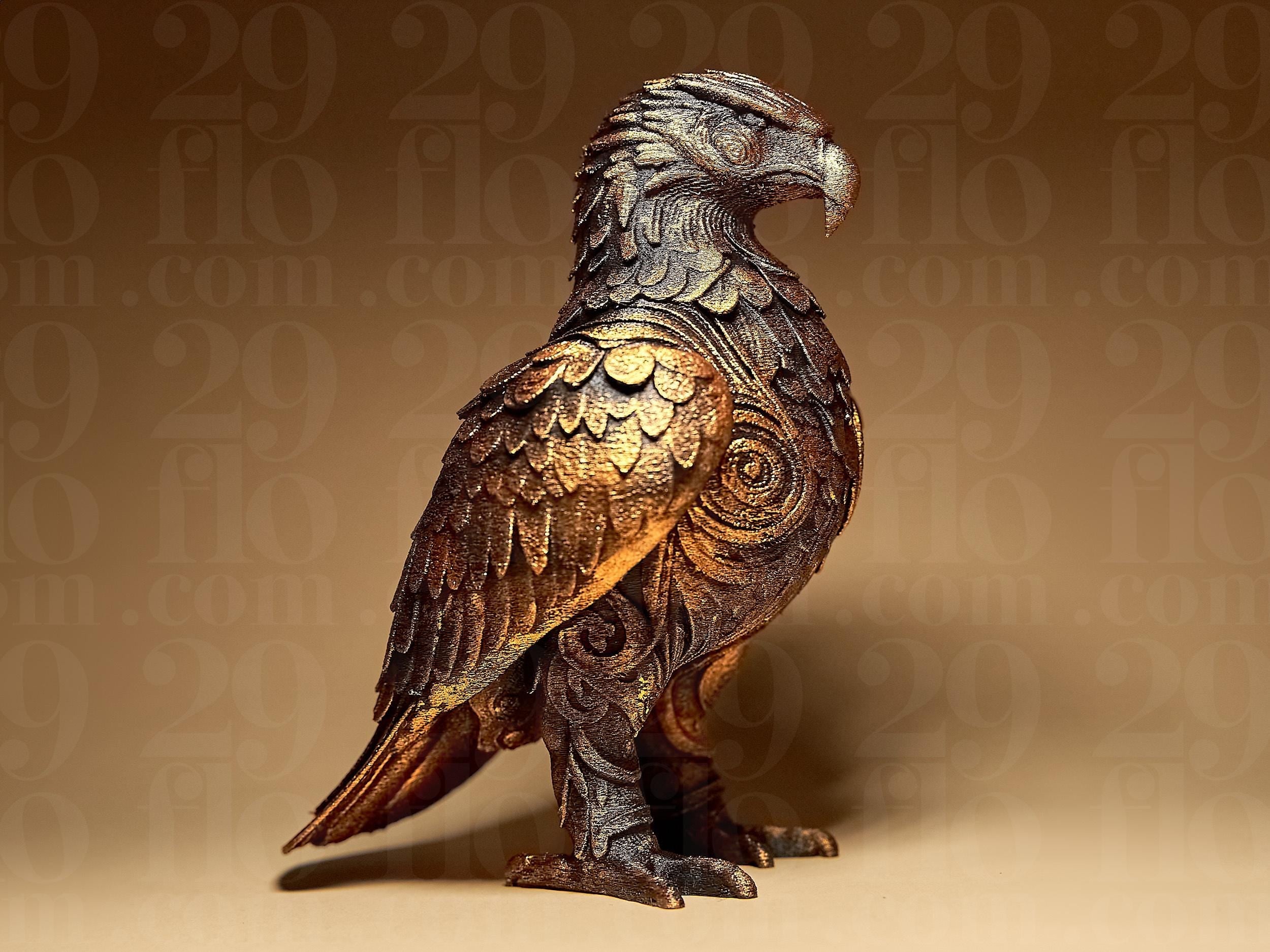 EAGLE Sculpture | 3D-gedruckte Design-Skulptur | Adler Figur in Schwarz oder handbemalt in Gold | Majestätische Deko | Designers Edition Fehn-factory.de