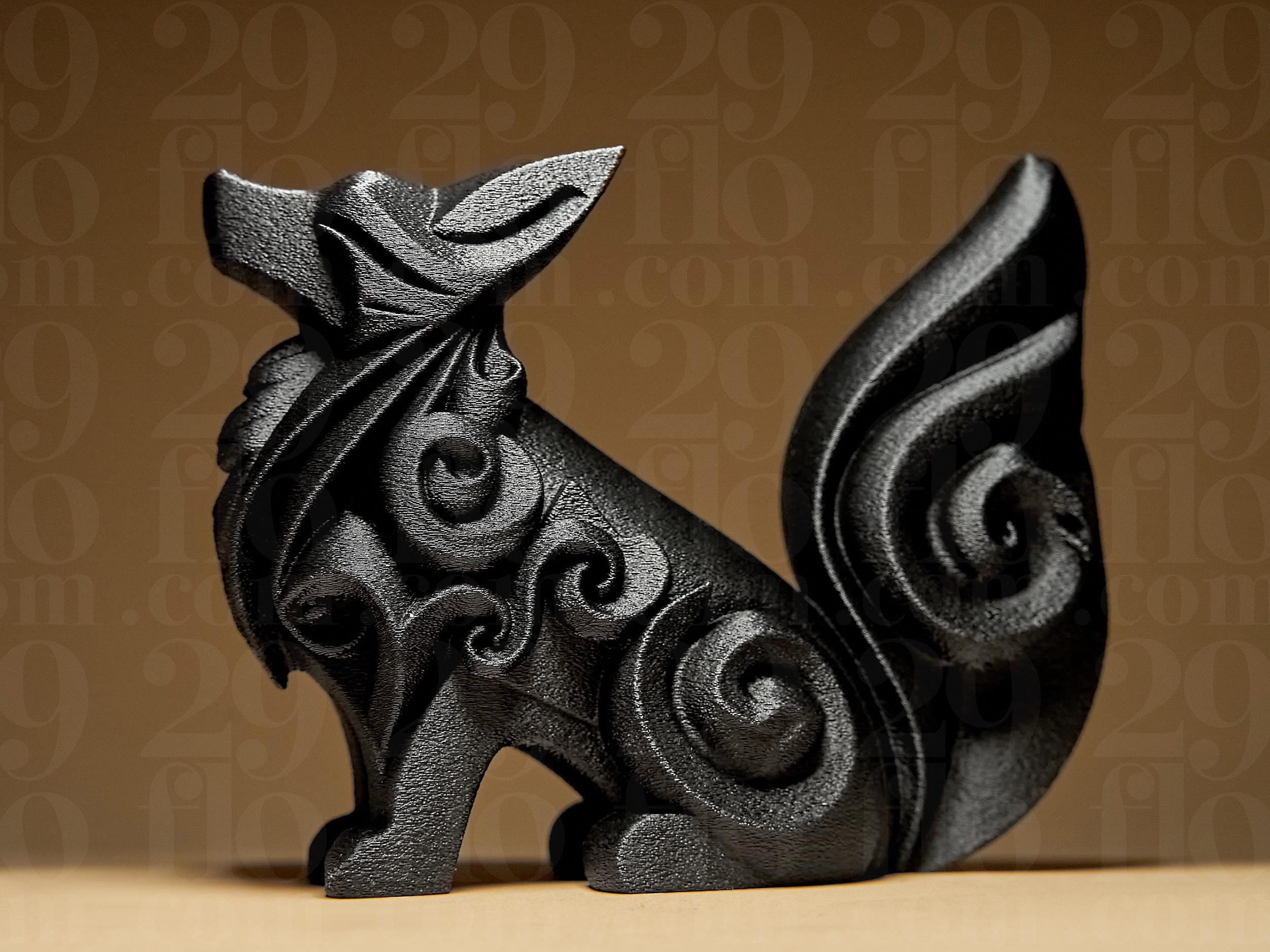 Abstract Dog #3 | Schwarze 3D-gedruckte Designfigur | Moderne Hundeskulptur | Stylische Deko | 29Flo Design Fehn-factory.de