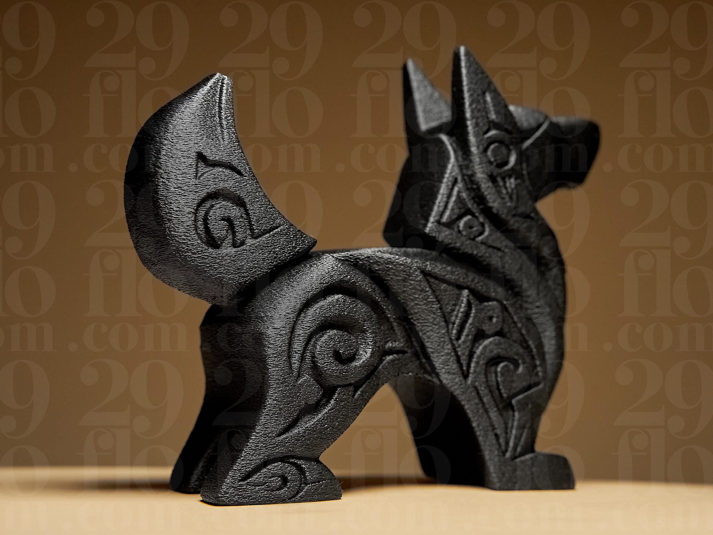 Abstract Dog #2 | Schwarze 3D-gedruckte Designerfigur | Moderne Hundeskulptur | Geometrische Kunst | 29Flo Black Series Fehn-factory.de