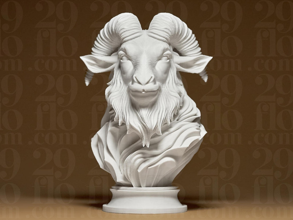 Elegant GOAT Sculpture | Weiße 3D-gedruckte Ziegen-Büste | Moderne Tierfigur | 29Flo White Series | Exklusive Dekofigur Fehn-factory.de