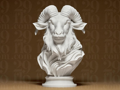 Elegant GOAT Sculpture | Weiße 3D-gedruckte Ziegen-Büste | Moderne Tierfigur | 29Flo White Series | Exklusive Dekofigur