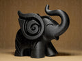 Happy Elephant #1 | Schwarze 3D-gedruckte Elefantenfigur | Symbol für Glück & Stärke | 29Flo Black Series | Design-Dekofigur Fehn-factory.de
