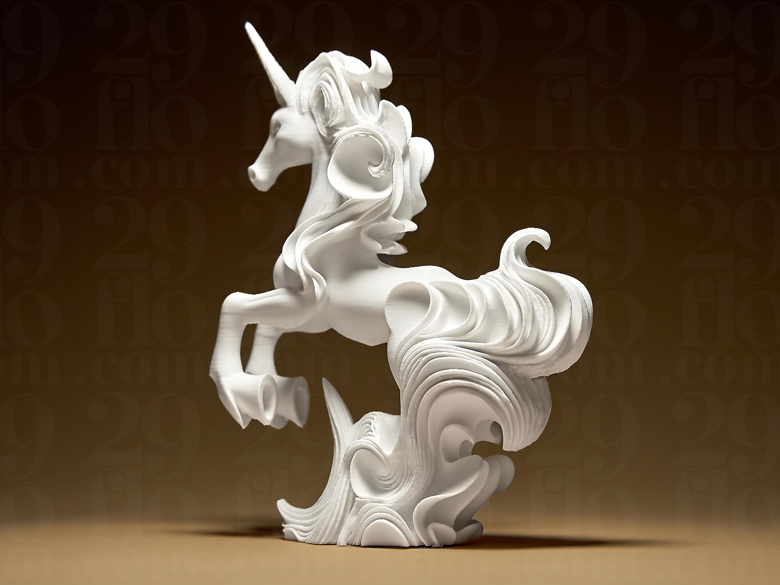 Unicorn Elegant Sculpture | Weißes 3D-gedrucktes Einhorn | Symbol für Reinheit & Magie | 29Flo White Series | Elegante Dekoskulptur Fehn-factory.de