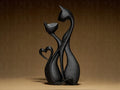 Cat’s Romance | Schwarze 3D-gedruckte Katzenfigur | Symbol für Liebe & Harmonie | 29Flo Black Series | Elegante Designskulptur Fehn-factory.de