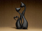 Cat’s Romance | Schwarze 3D-gedruckte Katzenfigur | Symbol für Liebe & Harmonie | 29Flo Black Series | Elegante Designskulptur Fehn-factory.de
