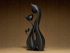 Cat’s Romance | Schwarze 3D-gedruckte Katzenfigur | Symbol für Liebe & Harmonie | 29Flo Black Series | Elegante Designskulptur Fehn-factory.de