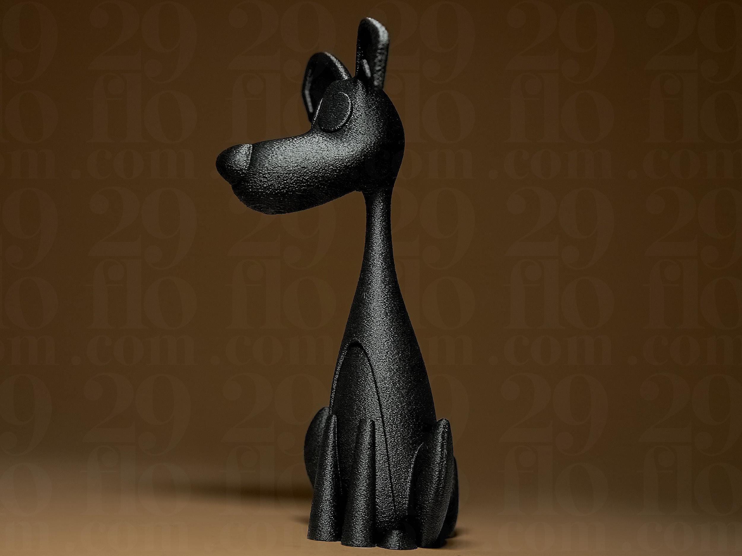 Funny Dog Figurine | Schwarze Hundefigur im modernen Stil | 3D-gedruckte Dekofigur | 29Flo Black Series | Lustiges Designobjekt Fehn-factory.de