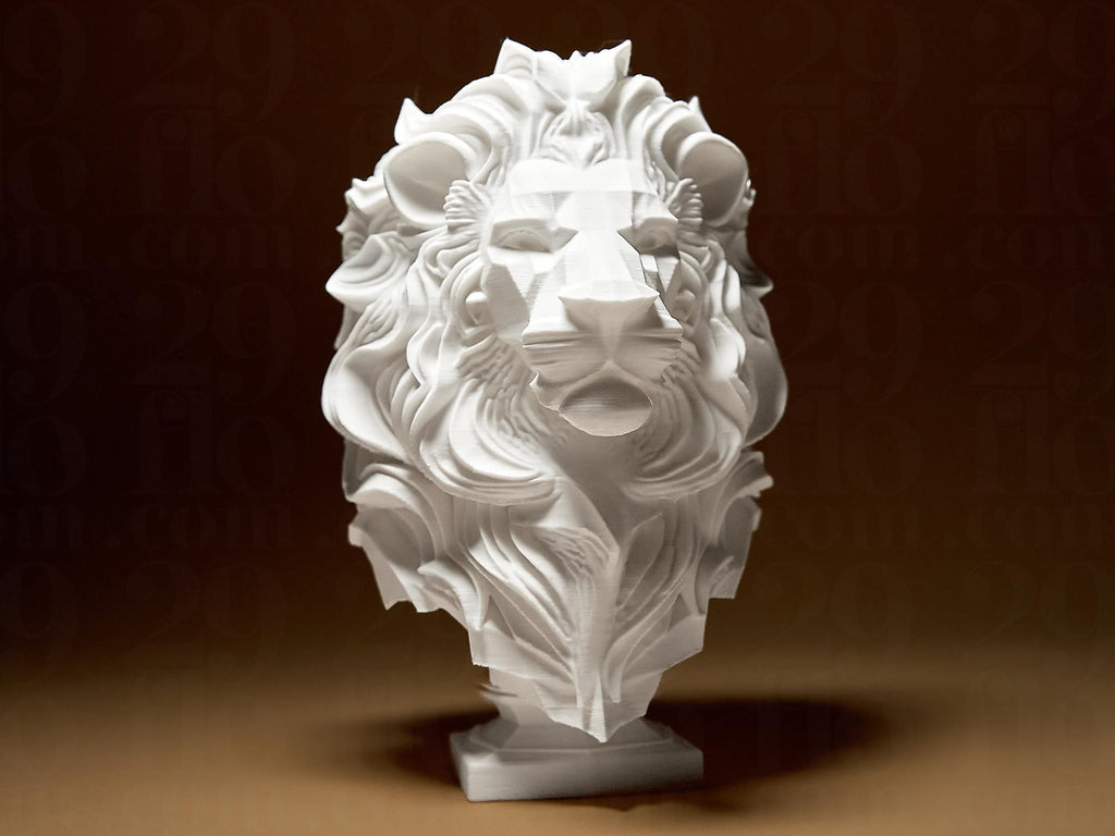 Elegant Lion Sculpture | Löwenbüste im modernen Stil | 3D-gedruckte Designskulptur | 29Flo White Series | Symbol für Stärke & Mut Fehn-factory.de
