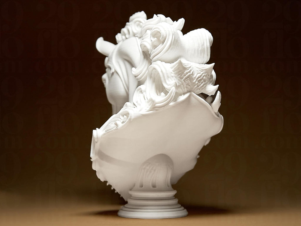 Elegant Horse Sculpture | Weiße Pferdebüste im luxuriösen Stil | 3D-gedruckte Designskulptur | 29Flo White Series | Symbol Freiheit & Stärke Fehn-factory.de