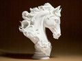 Elegant Horse Sculpture | Weiße Pferdebüste im luxuriösen Stil | 3D-gedruckte Designskulptur | 29Flo White Series | Symbol Freiheit & Stärke Fehn-factory.de
