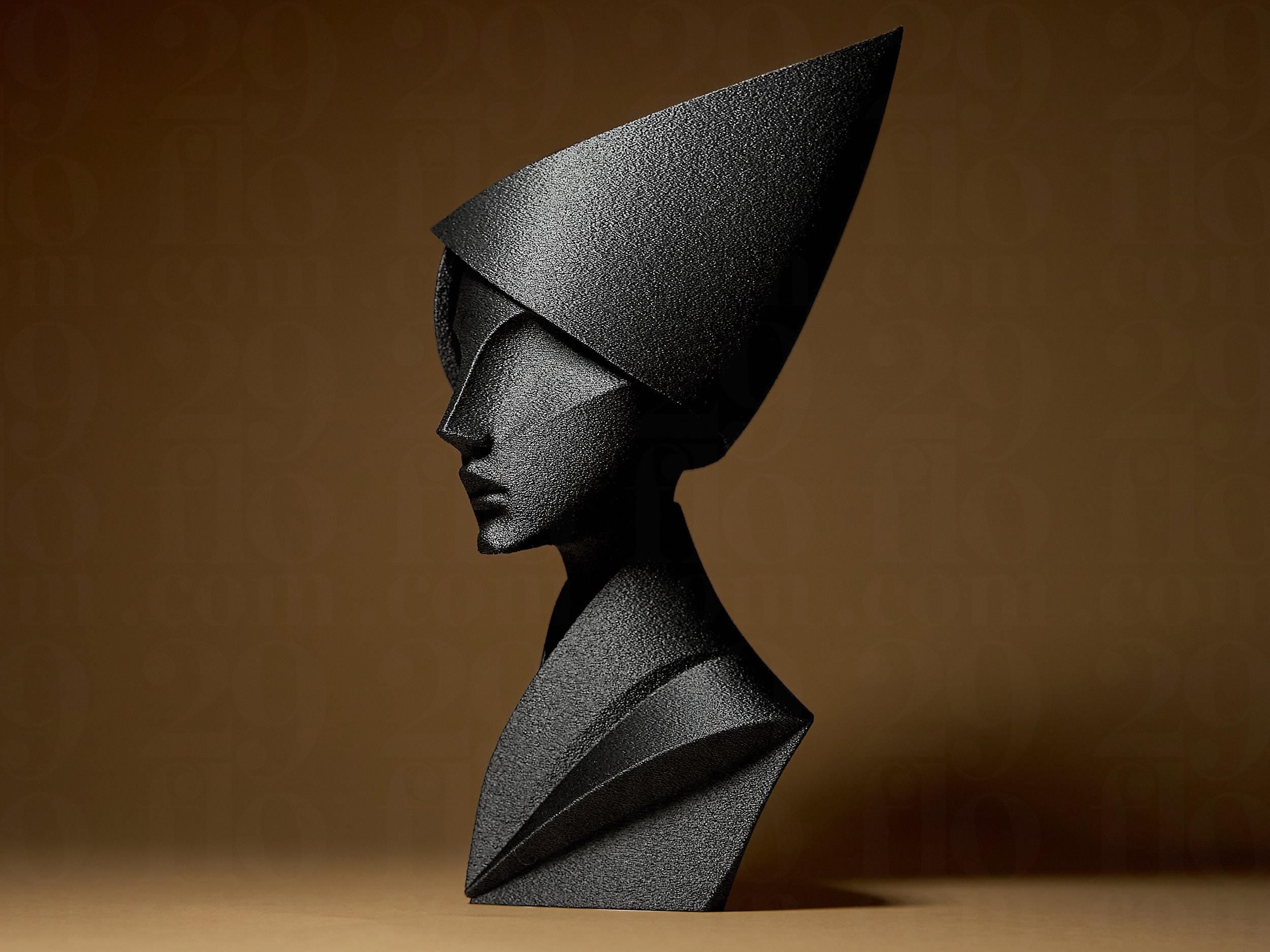 Minimalistic Woman Sculpture | Abstrakte Frauenbüste in Schwarz | 3D-gedruckte Skulptur | 29Flo Black Series | Symbol für Eleganz & Stärke Fehn-factory.de