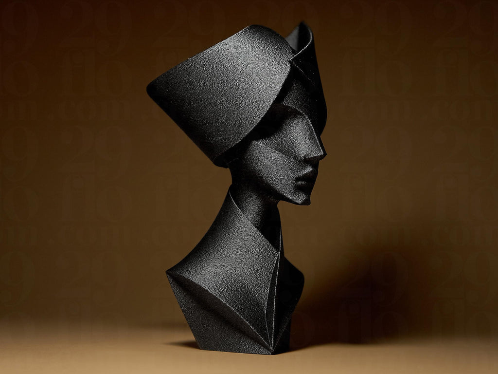 Minimalistic Woman Sculpture | Abstrakte Frauenbüste in Schwarz | 3D-gedruckte Skulptur | 29Flo Black Series | Symbol für Eleganz & Stärke Fehn-factory.de