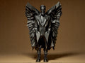 Modern Angel Sculpture | Schwarze Engelsfigur im Anzug | 3D-gedruckte Skulptur im geometrischen Design Fehn-factory.de
