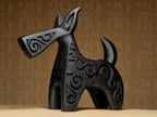 Abstract Dog Sculpture #1 | Schwarze 3D-gedruckte Designfigur | Moderner Hund aus der Black Series Fehn-factory.de