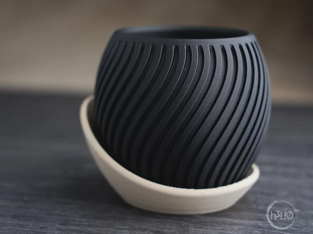 wavy planter | Moderner 3D Druck Blumentopf | Gerillter Übertopf | Design Deko Topf