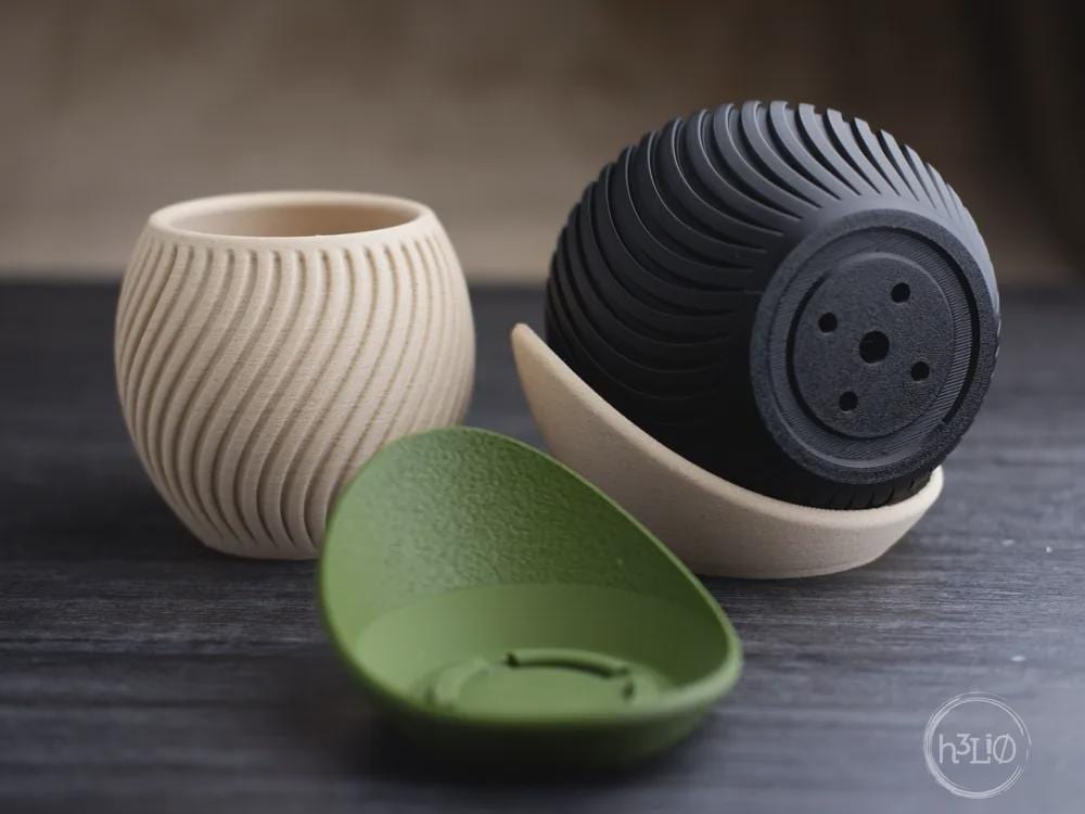 wavy planter | Moderner 3D Druck Blumentopf | Gerillter Übertopf | Design Deko Topf