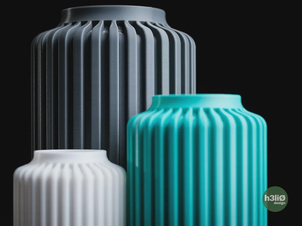 solara vase | Moderne 3D Druck Vase | Gerillte Blumenvase | Design Deko | Minimalistisch