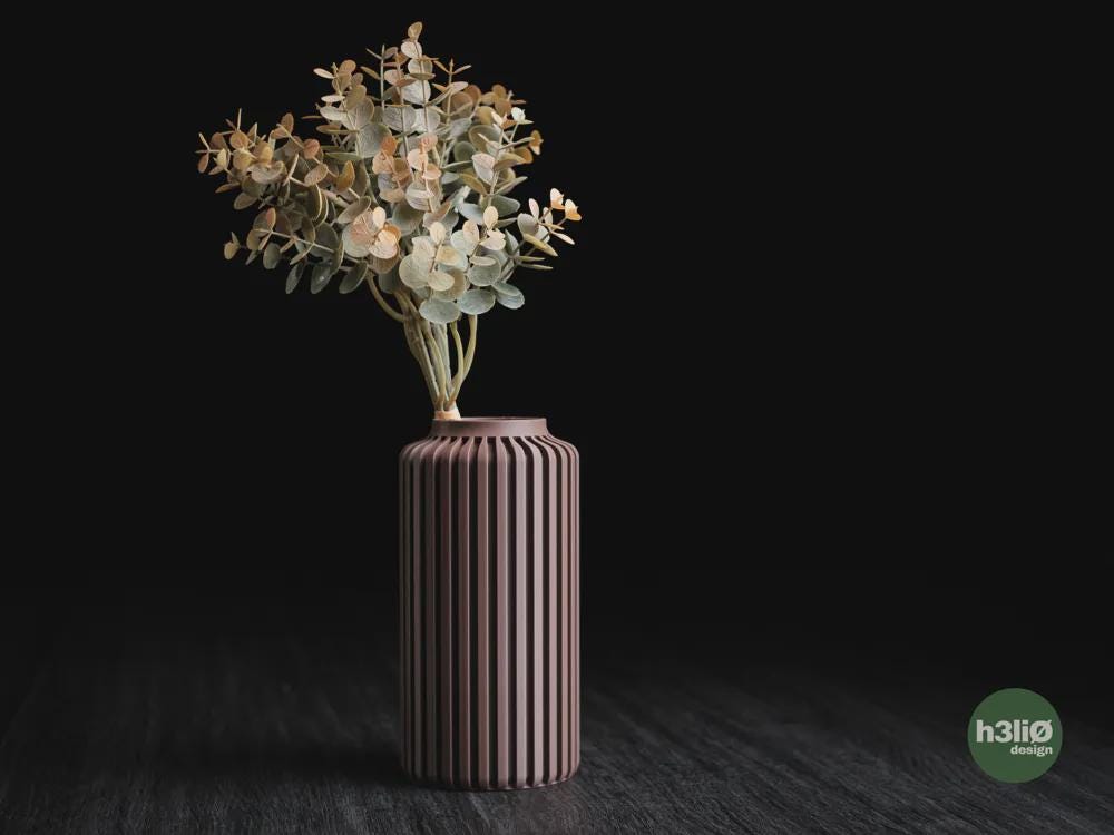 solara vase | Moderne 3D Druck Vase | Gerillte Blumenvase | Design Deko | Minimalistisch
