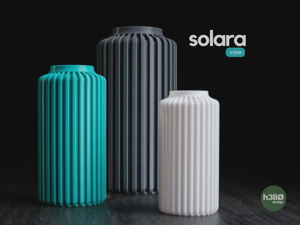 solara vase | Moderne 3D Druck Vase | Gerillte Blumenvase | Design Deko | Minimalistisch