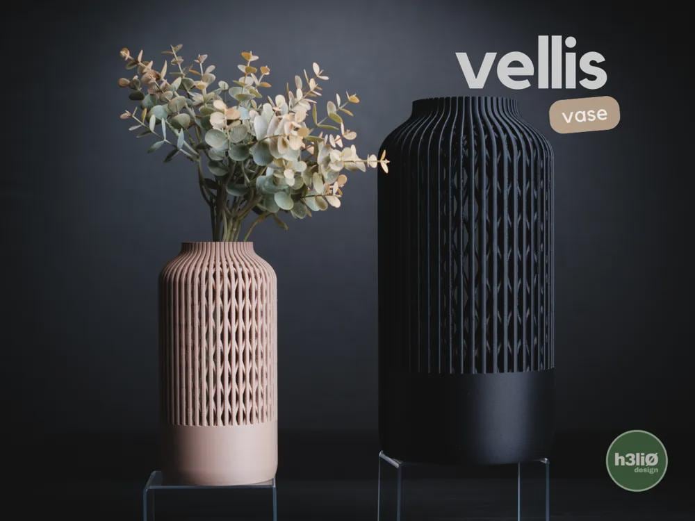 vellis vase | Moderne 3D Druck Vase | Hohe Blumenvase | Design Deko | Dark Art