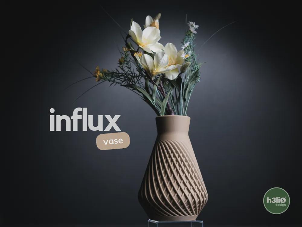 influx vase | Moderne 3D Druck Vase | Geometrische Blumenvase | Design Deko | Minimalistisch