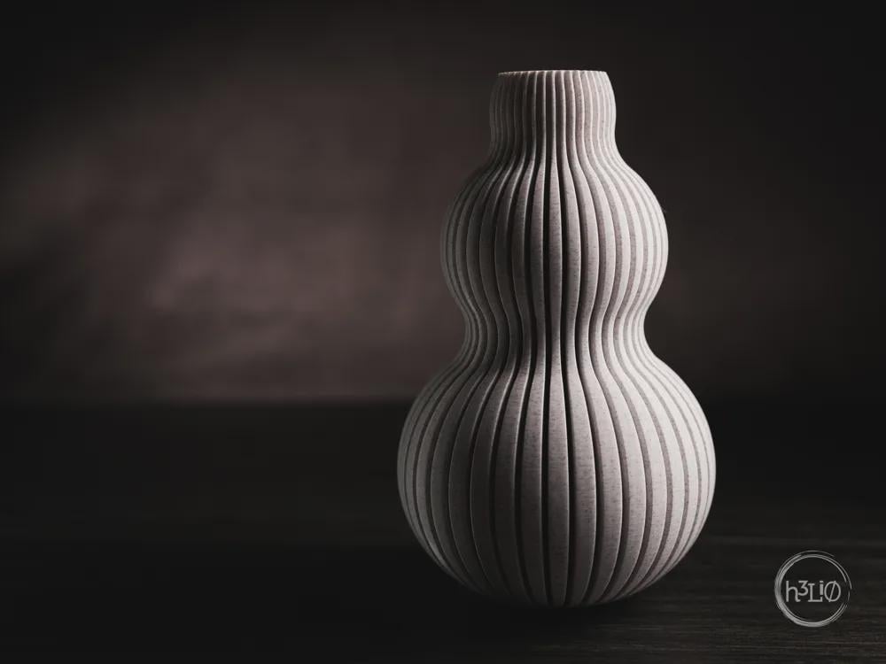 nimbus vase | Moderne 3D Druck Vase mit Ablage | Gerillte Blumenvase | Design Deko Set