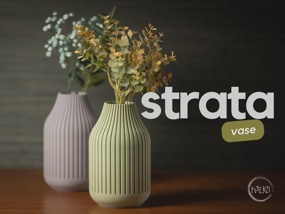 strata vase | Moderne 3D Druck Vase | Gerillte Blumenvase | Design Deko | Minimalistisch