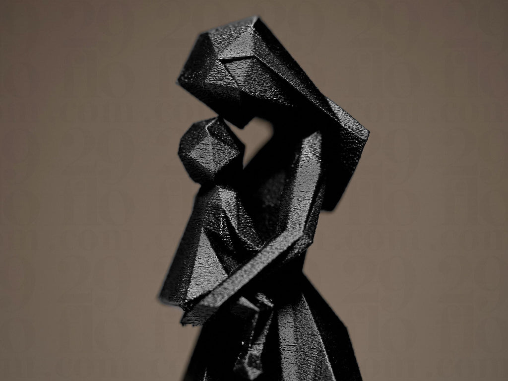 Geometric Mother and Child Figurine | Abstrakte Mutter-Kind Skulptur in Schwarz | Modernes Designobjekt für Deko & Geschenk Fehn-factory.de