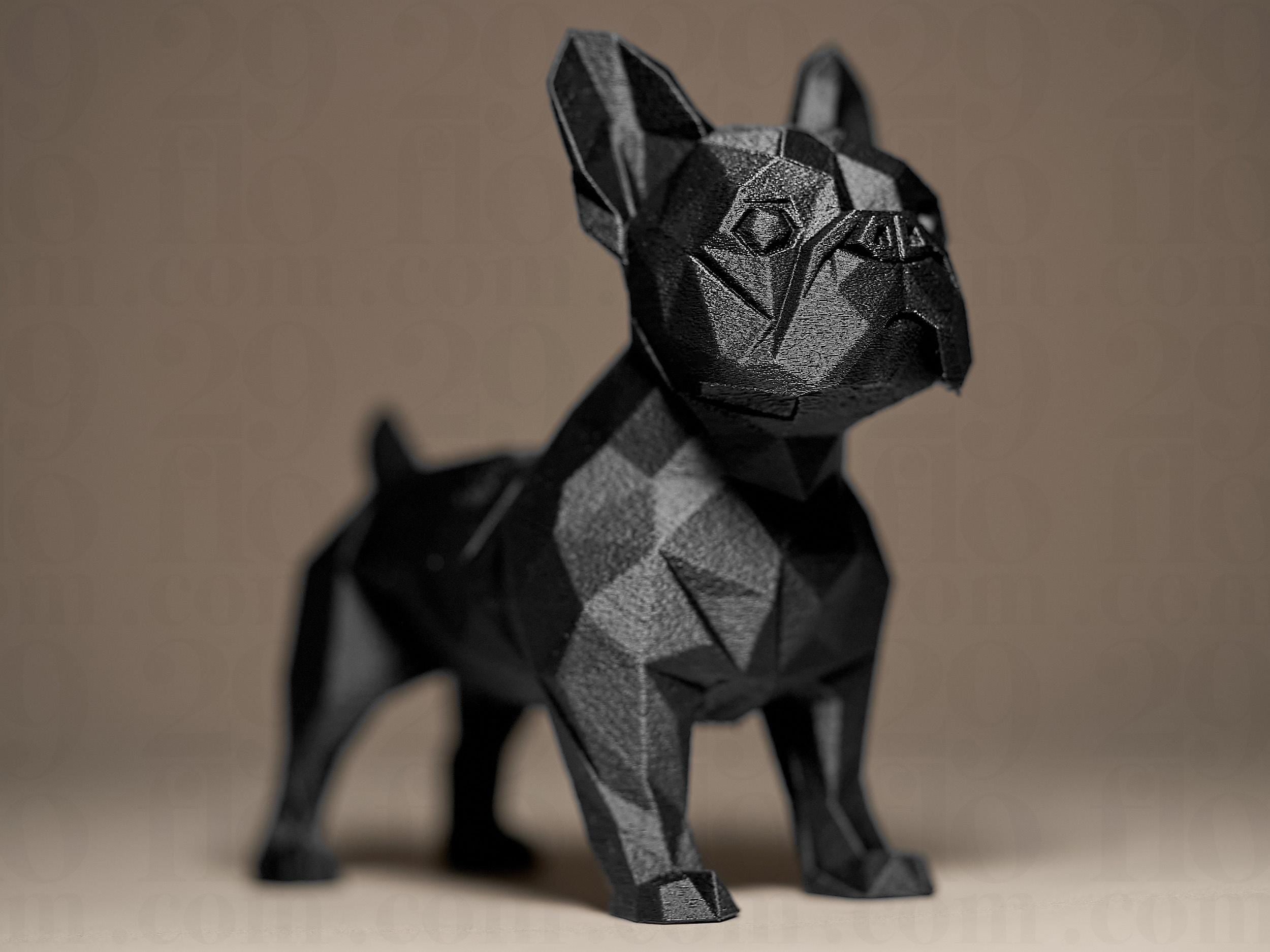 Geometric French Bulldog Figurine | Moderne Dekofigur Hund | Black Edition Designobjekt für Zuhause oder Büro Fehn-factory.de