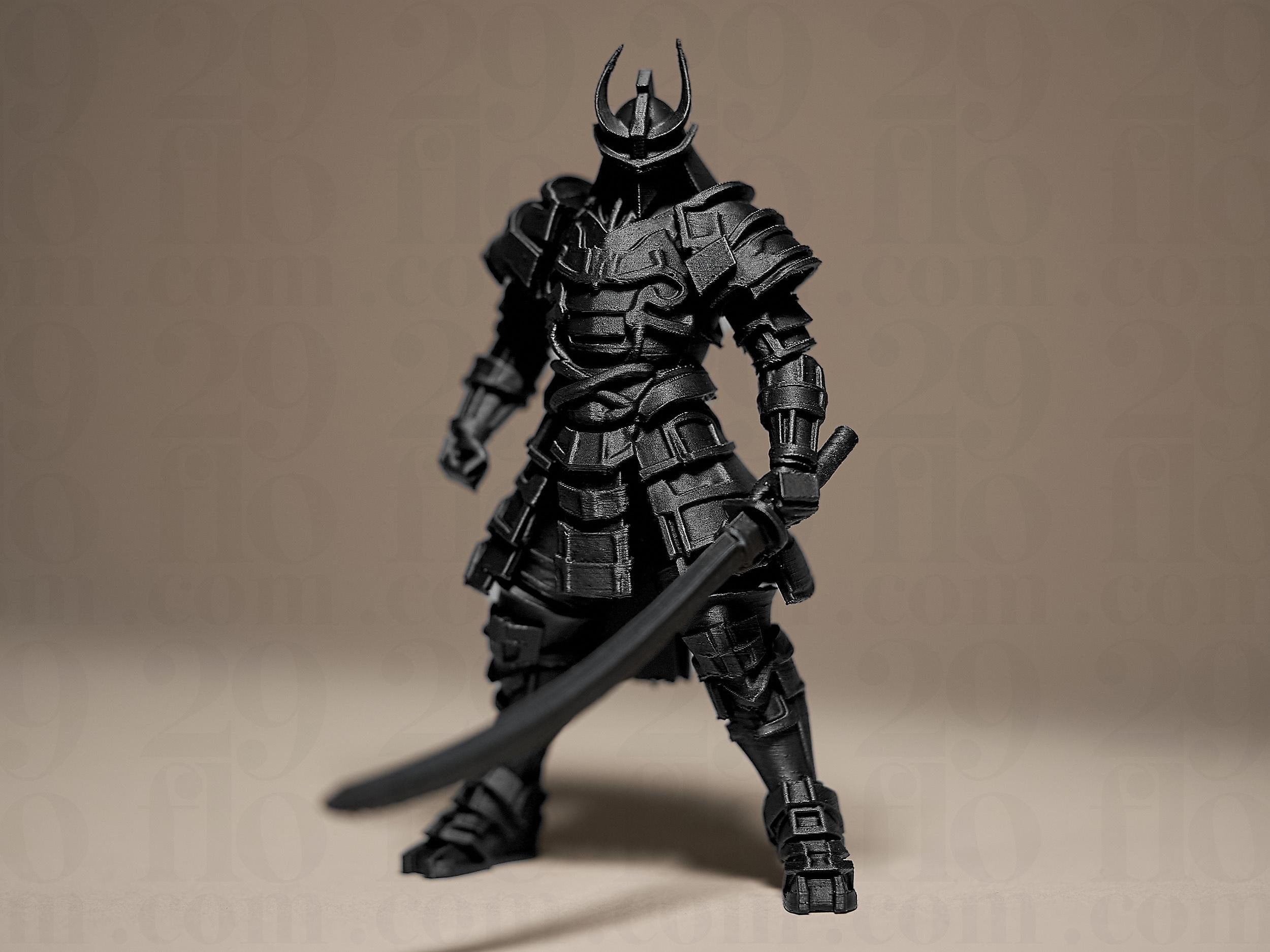 Samurai Warrior Figurine | Japanische Samurai Statue | Black Edition Designobjekt mit Katana Fehn-factory.de