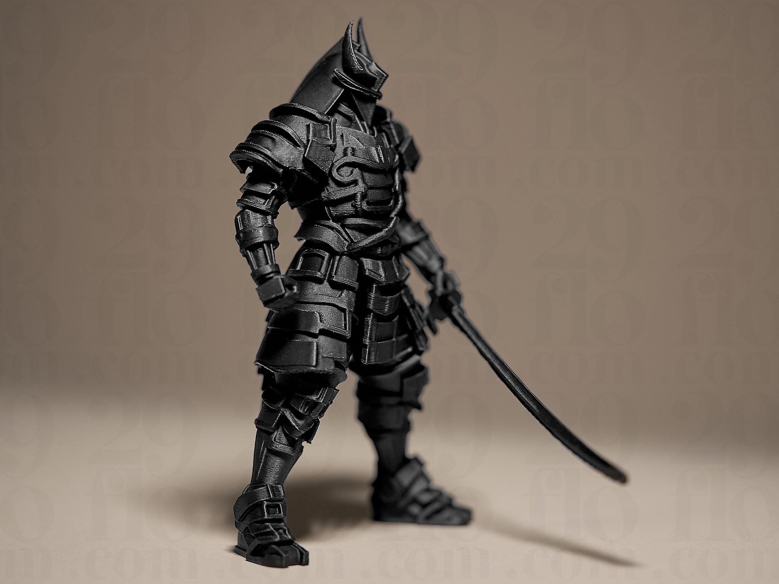 Samurai Warrior Figurine | Japanische Samurai Statue | Black Edition Designobjekt mit Katana Fehn-factory.de