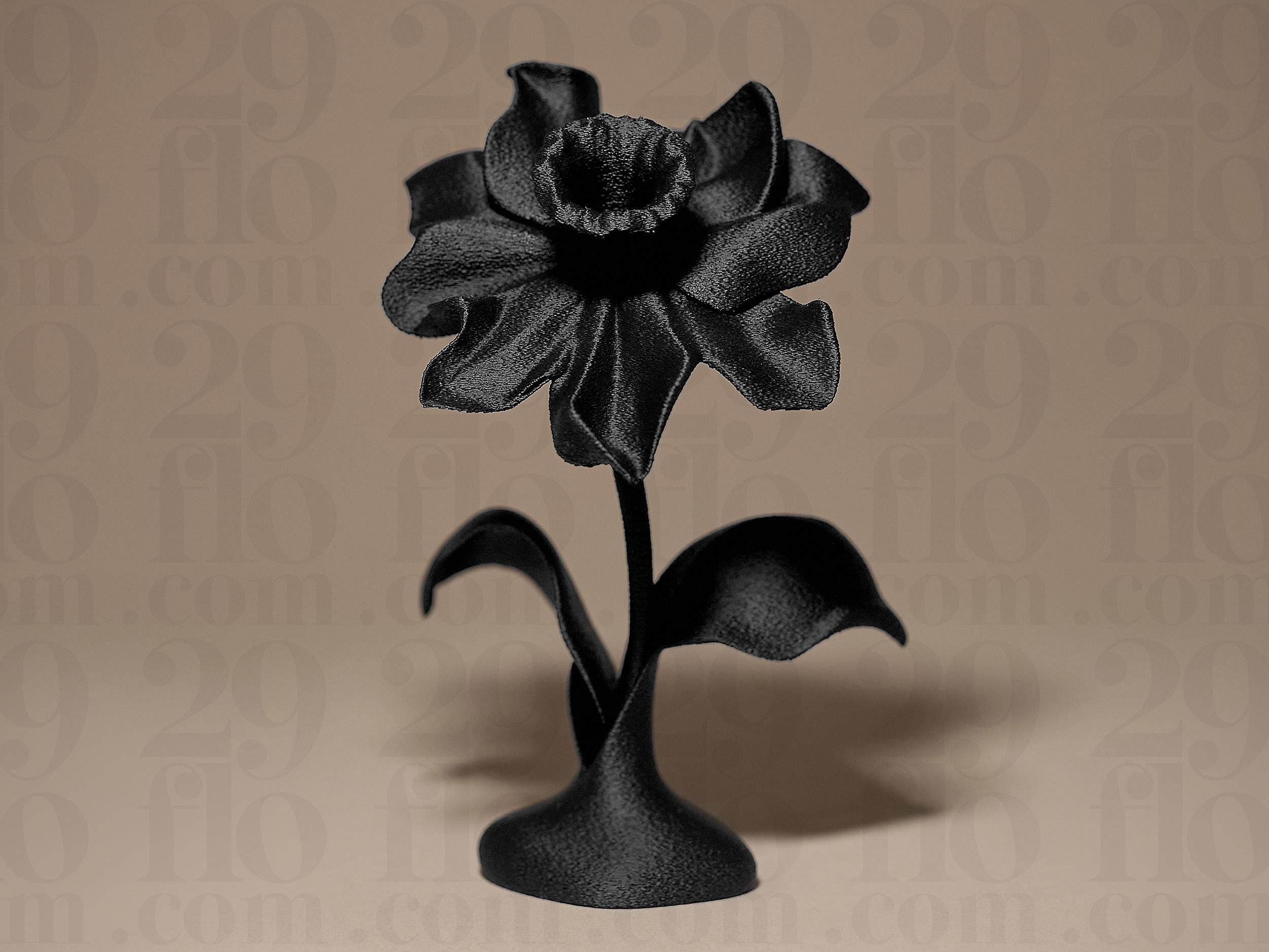 Daffodil Decor | Moderne Narzisse Skulptur | Black Edition Designblume für stilvolle Wohnräume Fehn-factory.de